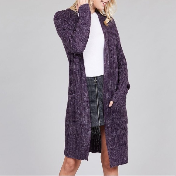 Sweaters - Open Front Violet Sweater Cardigan